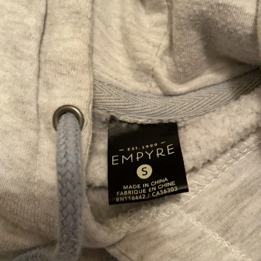 light gray hoodie with rainbow heart size small